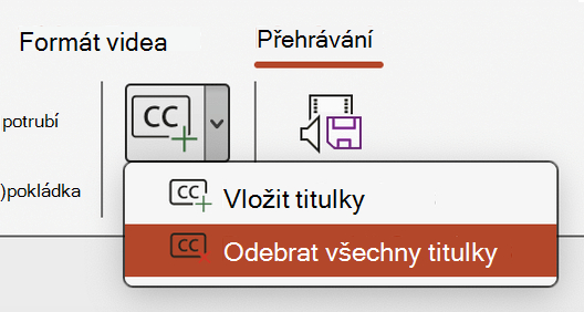 Odebrání všech titulků pro video v PowerPointu.