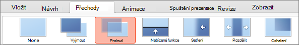 Možnosti na kartě Přechody