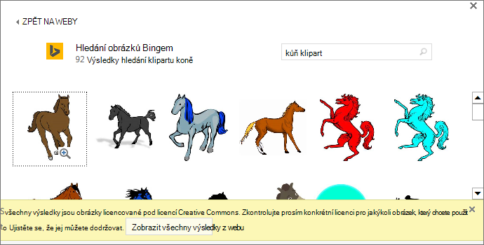Vyhledávání klipartů koní vám nabídne různé obrázky s licencí Creative Commons.