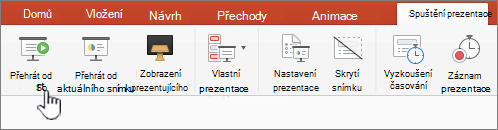 Tlačítko Přehrát prezentaci od začátku
