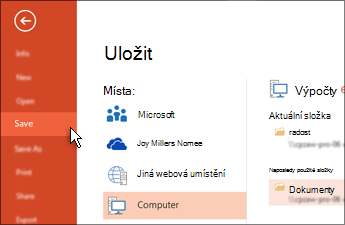 Uložení powerpointové prezentace