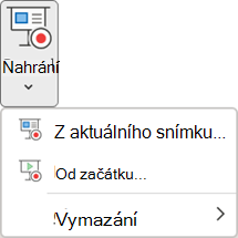 Příkazy Záznam prezentace na kartě záznamu v PowerPointu.