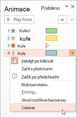 Odebrání animačního efektu