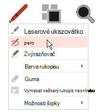 Klikněte na tlačítko Pero a v místní nabídce vyberte Pero.