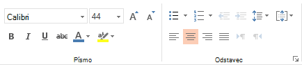 Možnosti písma, odstavce a zarovnání v PowerPointu Online
