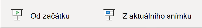 Tlačítka v PowerPointu na webu, která používáte ke spuštění prezentace