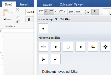 Je zobrazena karta Domů s galerií odrážek.