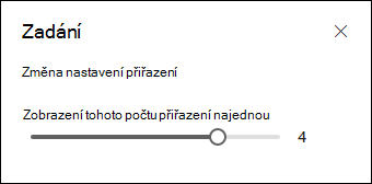 Volba počtu zadání k zobrazení.