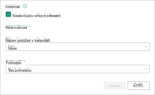 Přidejte pro svůj kalendář požadovanou úroveň viditelnosti.