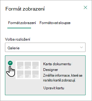Pomocí nástroje Document Card Designer můžete změnit informace zobrazené na každé kartě.