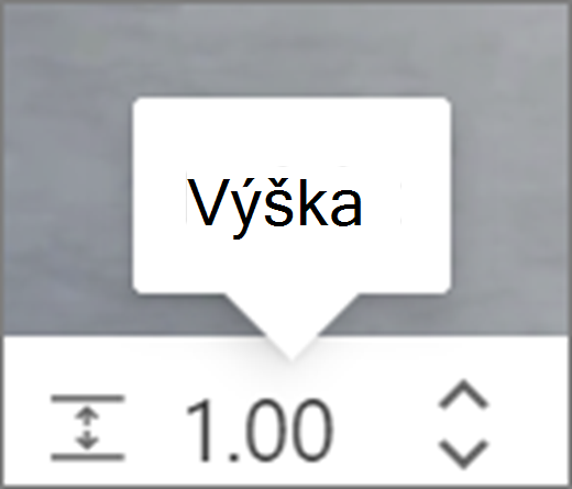 Uživatelské rozhraní pro nastavení výšky