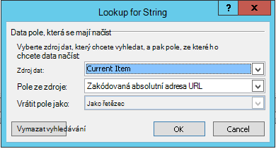 Vložení hypertextového odkazu na aktuální položku 1