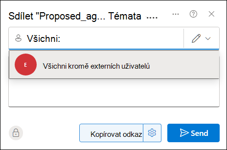 Dokument můžete sdílet s každým v dialogovém okně pro sdílení