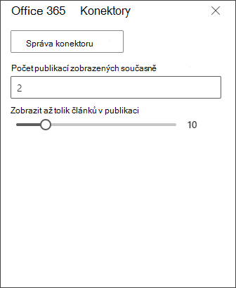Snímek obrazovky s podoknem pro úpravy Office 365 konektoru