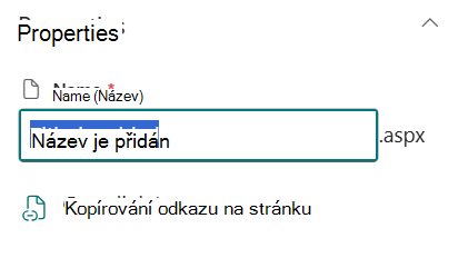 Název stránky v podrobnostech o stránce