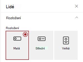 Rozložení karty People Card – Malé, Střední, Velké