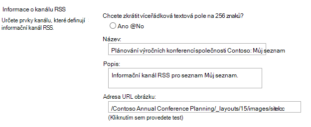 Informace o kanálu RSS