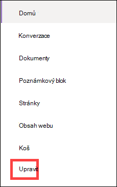 Nabídka svislé navigace.
