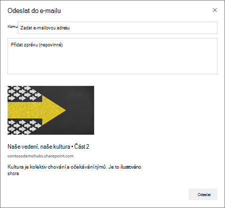 Snímek obrazovky s možností Odeslat tento příspěvek e-mailem.