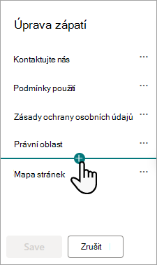 Dialogové okno Upravit zápatí.