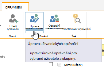 Pokud chcete změnit úroveň oprávnění, klikněte na Upravit oprávnění.