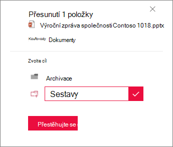 Vytvoření nové složky, do které se přesune
