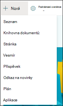 Přidání nové položky na sharepointový web