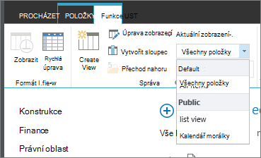 Rozevírací seznam se zobrazením aktuálního seznamu