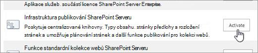 Aktivace funkce infrastruktury publikování