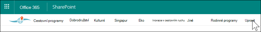 Navigace v centru SharePointu