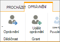 Tlačítko Odstranit jedinečná oprávnění