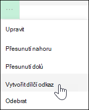 Nastavení odkazu jako vedlejšího odkazu v nabídce vlevo