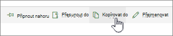 Tlačítko Kopírovat do v hlavní nabídce