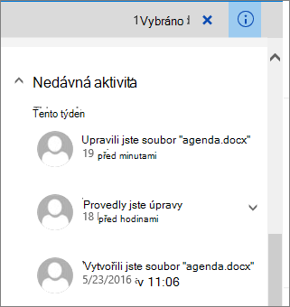 Seznam posledních aktivit