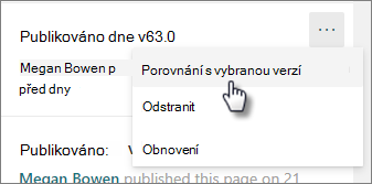 Porovnání s vybranou verzí
