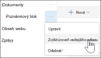 Zvýšení úrovně vedlejšího odkazu na primární odkaz