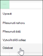 Odebrání odkazu z nabídky vlevo