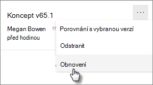 Příkaz Obnovit verzi