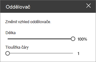 Podokno podrobností webové části Oddělovač v SharePointu Online při úpravách webu