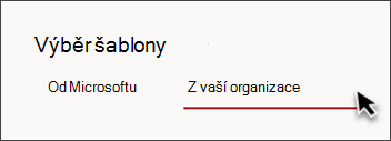 Obrázek karty ve výběru šablon webu s textem Z vaší organizace