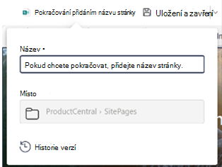 Pole Název na panelu příkazů