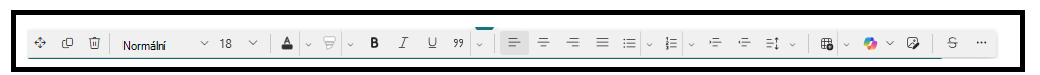 Panel nástrojů webové části Text v2