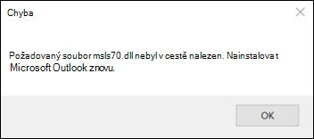 Chyba spuštění klasického Outlooku