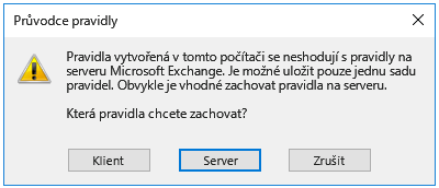 Výzva dialogového okna Průvodce pravidly