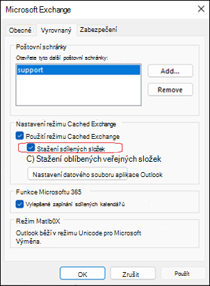 Problém se sdílenými složkami v klasickém Outlooku