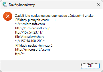 Zástupné znaky důvěryhodného webu