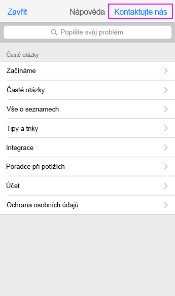 Kontaktování podpory