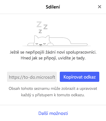 Snímek obrazovky s nabídkou pro sdílení