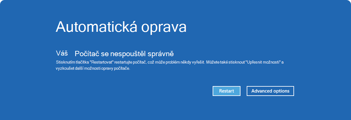 Snímek obrazovky s možností automatické opravy.