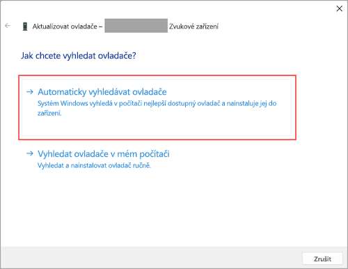 Vyhledejte ovladače zvuku v nastavení ve Windows 11.